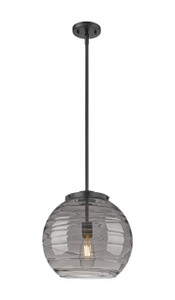 Athens Deco Swirl - 1 Light - 14 inch - Matte Black - Stem Hung - Pendant (221-1S-BK-G1213-14SM)