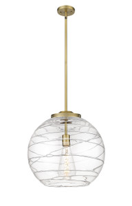 Athens Deco Swirl - 1 Light - 16 inch - Brushed Brass - Stem Hung - Pendant (221-1S-BB-G1213-16-BB-95-LED)