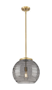 Athens Deco Swirl - 1 Light - 14 inch - Brushed Brass - Stem Hung - Pendant (221-1S-BB-G1213-14SM)