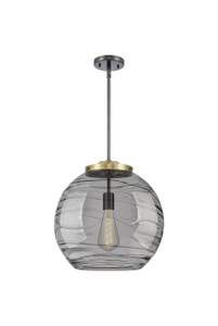 Athens Deco Swirl - 1 Light - 16 inch - Black Antique Brass - Stem Hung - Pendant (221-1S-BAB-G1213-16SM-BB-95-LED)