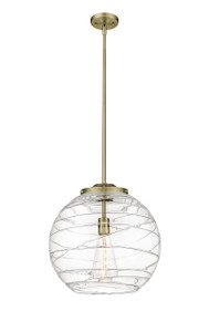 Athens Deco Swirl - 1 Light - 16 inch - Antique Brass - Stem Hung - Pendant (221-1S-AB-G1213-16)