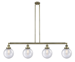 Beacon - 4 Light - 53 inch - Antique Brass - Stem Hung - Island Light (214-AB-G204-8-LED)
