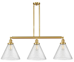 Cone - 3 Light - 44 inch - Satin Gold - Stem Hung - Island Light (213-SG-G44-L-LED)