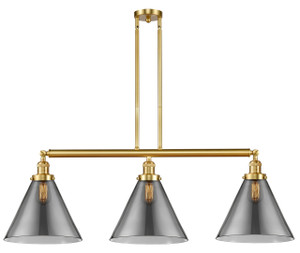 Cone - 3 Light - 44 inch - Satin Gold - Stem Hung - Island Light (213-SG-G43-L)