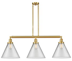 Cone - 3 Light - 44 inch - Satin Gold - Stem Hung - Island Light (213-SG-G42-L)