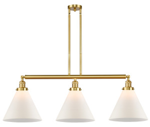 Cone - 3 Light - 44 inch - Satin Gold - Stem Hung - Island Light (213-SG-G41-L-LED)