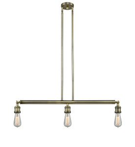 Bare Bulb - 3 Light - 38 inch - Antique Brass - Stem Hung - Island Light (213-AB)