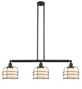 Bell Cage - 3 Light - 42 inch - Matte Black - Stem Hung - Island Light (213-BK-G71-CE)