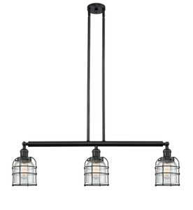 Bell Cage - 3 Light - 39 inch - Matte Black - Stem Hung - Island Light (213-BK-G54-CE)