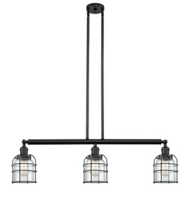Bell Cage - 3 Light - 39 inch - Matte Black - Stem Hung - Island Light (213-BK-G52-CE)