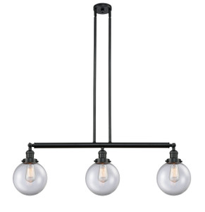 Beacon - 3 Light - 41 inch - Matte Black - Stem Hung - Island Light (213-BK-G202-8-LED)