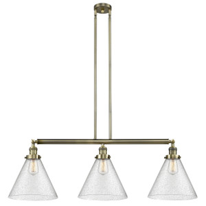 Cone - 3 Light - 44 inch - Antique Brass - Stem Hung - Island Light (213-AB-G44-L)