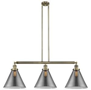 Cone - 3 Light - 44 inch - Antique Brass - Stem Hung - Island Light (213-AB-G43-L)