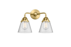 Cone - 2 Light - 14 inch - Satin Gold - Bath Vanity Light (288-2W-SG-G64-LED)