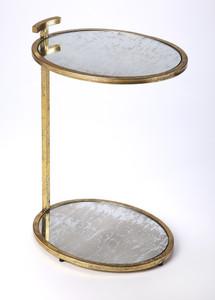Ciro 135 in W Oval Metal and Mirrored Side Table, Gold (3973384)
