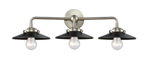 Railroad - 3 Light - 26 inch - Brushed Satin Nickel - Bath Vanity Light (284-3W-SN-M6-BK-LED)