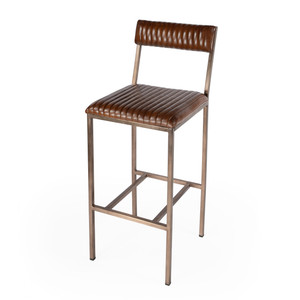 Waco Iron And Leather Cushioned Bar Stool (5616344) Waco Iron And Leather Cushioned Bar Stool (5616344)