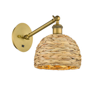 Woven Rattan - 1 Light - 8 inch - Brushed Brass - Sconce (317-1W-BB-RBD-8-NAT)