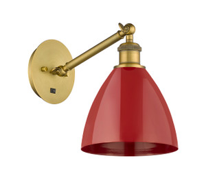 Plymouth - 1 Light - 8 inch - Brushed Brass - Sconce (317-1W-BB-MBD-75-RD-LED) Plymouth - 1 Light - 8 inch - Brushed Brass - Sconce (317-1W-BB-MBD-75-RD-LED)