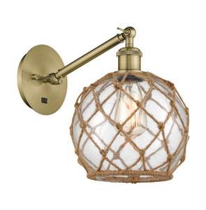Farmhouse Rope - 1 Light - 8 inch - Antique Brass - Sconce (317-1W-AB-G122-8RB) Farmhouse Rope - 1 Light - 8 inch - Antique Brass - Sconce (317-1W-AB-G122-8RB)