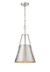 Luxor - 1 Light - 12 inch - Brushed Satin Nickel - Chain Hung - Mini Pendant (382-1S-SN-M382-12-SN)