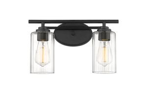 Ice - 2 Light - 15 inch - Matte Black - Bath Vanity Light (353-2W-BK-CL-LED)