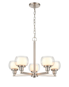 Cairo - 5 Light - 20 inch - Satin Nickel - Chain Hung - Chandelier (330-5CR-SN-CLW)