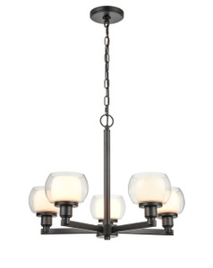 Cairo - 5 Light - 20 inch - Black - Chain Hung - Chandelier (330-5CR-BK-CLW-LED)