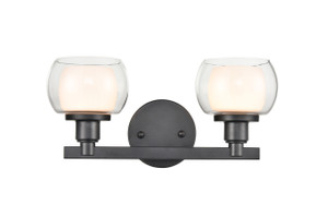 Cairo - 2 Light - 15 inch - Black - Bath Vanity Light (330-2W-BK-CLW-LED)
