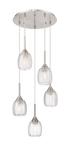 Berkshire - 5 Light - 18 inch - Brushed Satin Nickel - Cord Hung - Multi Pendant (323-5P-SN-G323-5CL)