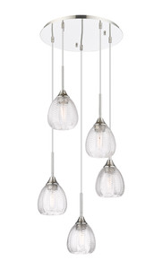 Berkshire - 5 Light - 19 inch - Polished Nickel - Cord Hung - Multi Pendant (323-5P-PN-G323-6CL)