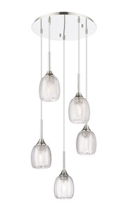 Berkshire - 5 Light - 18 inch - Polished Nickel - Cord Hung - Multi Pendant (323-5P-PN-G323-5CL)