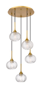 Berkshire - 5 Light - 20 inch - Brushed Brass - Cord Hung - Multi Pendant (323-5P-BB-G323-7CL)