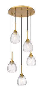 Berkshire - 5 Light - 19 inch - Brushed Brass - Cord Hung - Multi Pendant (323-5P-BB-G323-6CL)