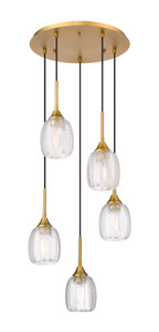 Berkshire - 5 Light - 18 inch - Brushed Brass - Cord Hung - Multi Pendant (323-5P-BB-G323-5CL)