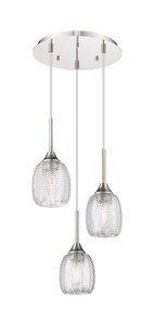 Berkshire - 3 Light - 20 inch - Polished Nickel - Cord Hung - Multi Pendant (323-3P-PN-G323-5CL)