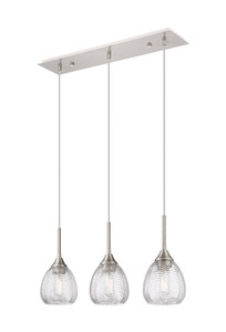 Berkshire - 3 Light - 27 inch - Brushed Satin Nickel - Cord Hung - Island Light (323-3I-SN-G323-6CL)
