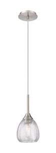 Berkshire - 1 Light - 6 inch - Brushed Satin Nickel - Cord Hung - Pendant (323-1P-SN-G323-6CL)