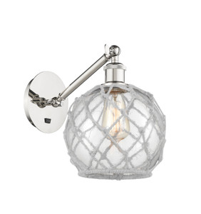 Farmhouse Rope - 1 Light - 8 inch - Polished Nickel - Sconce (317-1W-PN-G122-8RW-LED) Farmhouse Rope - 1 Light - 8 inch - Polished Nickel - Sconce (317-1W-PN-G122-8RW-LED)