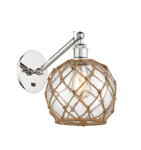 Farmhouse Rope - 1 Light - 8 inch - Polished Nickel - Sconce (317-1W-PN-G122-8RB)