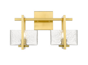 Striate - 2 Light - 15 inch - Satin Gold - Bath Vanity Light (312-2W-SG-CL-LED)