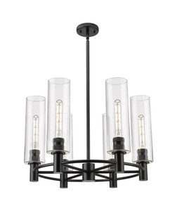 Crown Point - 6 Light - 24 inch - Matte Black - Chandelier (434-6CR-BK-G434-12SDY)