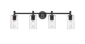Crown Point - 4 Light - 34 inch - Matte Black - Bath Vanity Light (434-4W-BK-G434-7CL)