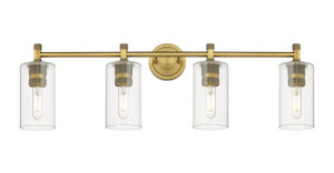Crown Point - 4 Light - 34 inch - Brushed Brass - Bath Vanity Light (434-4W-BB-G434-7CL)