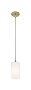Crown Point - 1 Light - 5 inch - Brushed Brass - Pendant (434-1S-BB-G434-7WH)