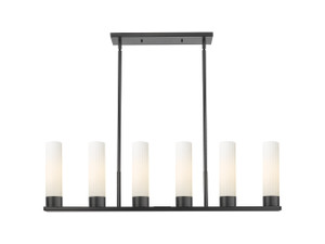 Empire - 6 Light - 44 inch - Matte Black - Linear Pendant (429-6I-BK-G429-8WH)