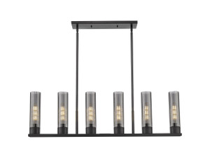 Empire - 6 Light - 44 inch - Matte Black - Linear Pendant (429-6I-BK-G429-8SM)
