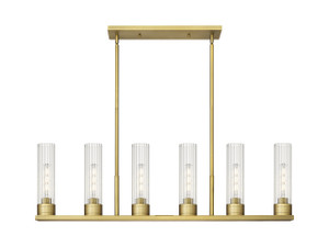 Empire - 6 Light - 44 inch - Brushed Brass - Linear Pendant (429-6I-BB-G429-8CL)
