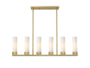 Empire - 6 Light - 44 inch - Brushed Brass - Linear Pendant (429-6I-BB-G429-11WH)