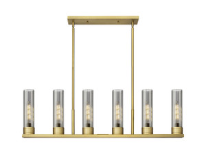 Empire - 6 Light - 44 inch - Brushed Brass - Linear Pendant (429-6I-BB-G429-11SM)